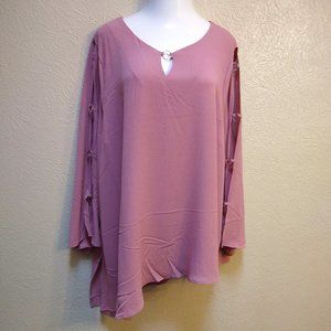 Avenue Blush 26-28 Dressy Asymmetrical hem Blouse